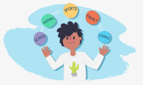 Boy Juggling Balls With Issues On Them - Healthy Living Cartoon Png, Transparent Png, Transparent PNG