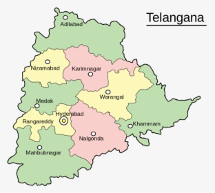 Telangana Map Mal - Telangana Map 10 Districts, HD Png Download, Transparent PNG