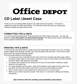 Cd Case Template Main Image - Office Depot, HD Png Download, Transparent PNG