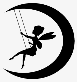 Tinker Bell Fairy Moon Silhouette Clip Art - Free Printable Cutout Fairy Silhouette, HD Png Download, Transparent PNG