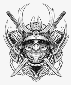 Ghost Tattoo Sketch Japanese Samurai Avatar Drawing - Samurai Drawing Face, HD Png Download, Transparent PNG
