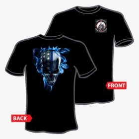 Blue Flame Skull T-shirt - Active Shirt, HD Png Download, Transparent PNG