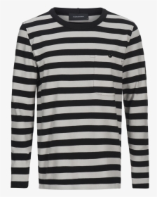 Long Sleeve Black Thick Stripe On White Shirt, HD Png Download, Transparent PNG