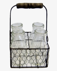 Zinc Chicken Wire Basket With 4 Jars - Barbed Wire, HD Png Download, Transparent PNG