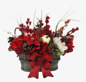 Rustic Pumpkins & Poinsettias Christmas Bouquet Front - Bouquet, HD Png Download, Transparent PNG