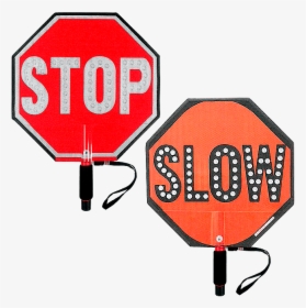 Paddle Stop Slow Flashing Led Hand Held Sign 18 Inch - Stop Sign, HD Png Download, Transparent PNG