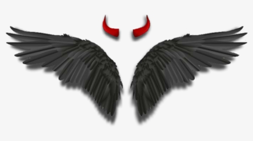 #wings #angelwings #darkangel #devil #horns #black - Devil Horns And Wings, HD Png Download, Transparent PNG