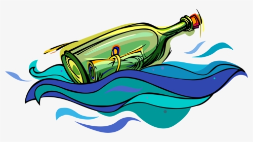 Vector Illustration Of Message In Bottle Form Of Communication - Bottle Floating Clip Art, HD Png Download, Transparent PNG