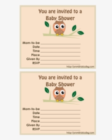 Free Printable Owl Baby Shower Invitations - Party, HD Png Download, Transparent PNG