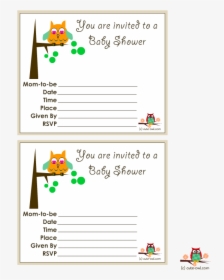 Cute Owl On A Tree Baby Shower Invitations - Cartoon, HD Png Download, Transparent PNG