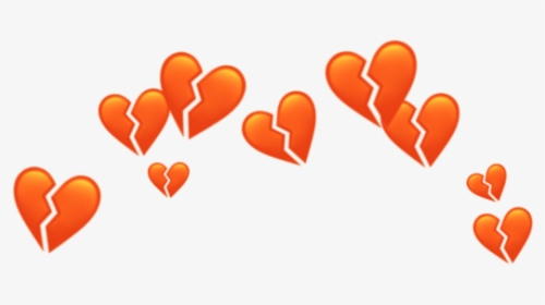 #orange #heart #crown #heartcrown #aesthetic #tumblr - Broken Blue Heart Emoji, HD Png Download, Transparent PNG