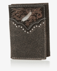 Ariat® Men S Distressed Leather Feather Emossed Trifold - Wallet, HD Png Download, Transparent PNG
