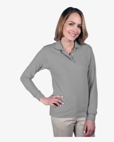 Ladies Long Sleeve Superblend Pique - Polo Shirt, HD Png Download, Transparent PNG
