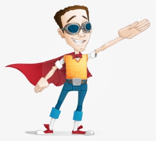 Boy With Superhero Cape Cartoon Vector Character Aka - Nerd Superhero Cartoon, HD Png Download, Transparent PNG