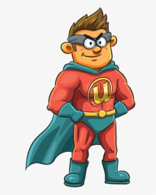 Amazing Superhero With Cape Standing With Hands On - Superhero With Cape, HD Png Download, Transparent PNG