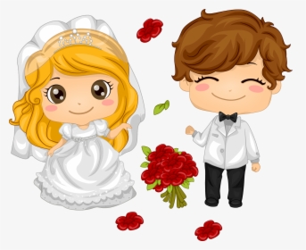Cute Wedding Couple Cartoon Png, Transparent Png, Transparent PNG