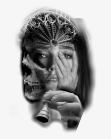 Custom Art Black And Grey Artwork Face Tattoos, Skull - Black And Grey Face Tattoo, HD Png Download, Transparent PNG