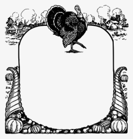 Thanksgiving Turkey Frame Clip Arts - Thanksgiving Black And White Border Clipart, HD Png Download, Transparent PNG