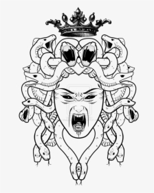Black And White Medusa Gorgona Queen Tattoo Design - Medusa Vector Png, Transparent Png, Transparent PNG