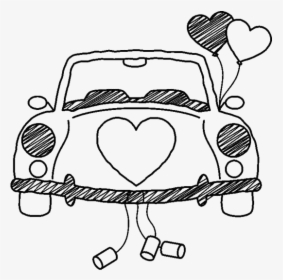 Vintage Just Married Car Clipart Black And White & - Just Married Car Cartoon, HD Png Download, Transparent PNG