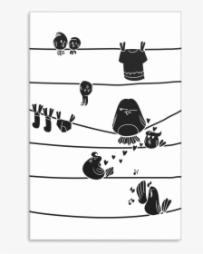 Birds On Clothesline Bird Canvas Art - Illustration, HD Png Download, Transparent PNG