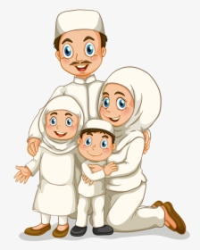 The Islamic Family Free Png And Vector - Muslim Family Cartoon Png, Transparent Png, Transparent PNG