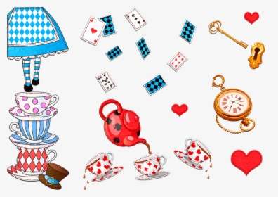 Alice In Wonderland, Tea Party, Alice, Cards, Tea - Alice In Wonderland Cards Png, Transparent Png, Transparent PNG