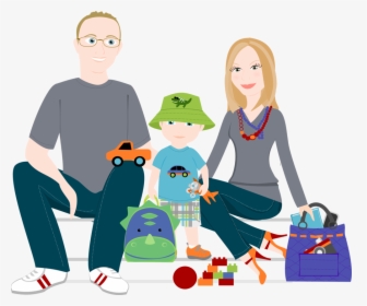 Clip Art Cartoon Family Clipart - 3 Member Family Drawing, HD Png Download, Transparent PNG