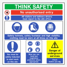 Think Safety Construction Sign - Safety Signage For Construction Site, HD Png Download, Transparent PNG