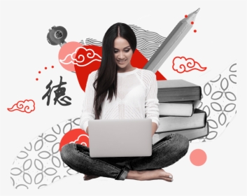 Creative Chinese Image - Chinese Girl In Office Png, Transparent Png, Transparent PNG
