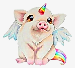 #watercolor #piglet #pig #unicorn #pigcorn #rainbow - Cute Flying Pig Drawing, HD Png Download, Transparent PNG