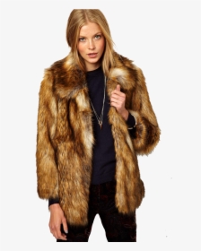 Faux Fur Coat Women Brown, HD Png Download, Transparent PNG