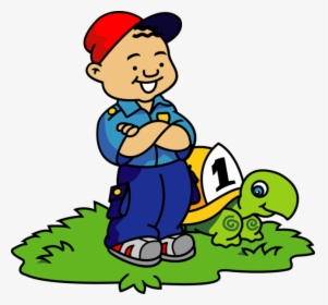 Boy And Turtle Clip Art At Vector Clip Art Online, HD Png Download, Transparent PNG