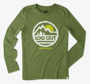 Women S Log Out Circle Mountain Long Sleeve Cool Tee - Long-sleeved T-shirt, HD Png Download, Transparent PNG