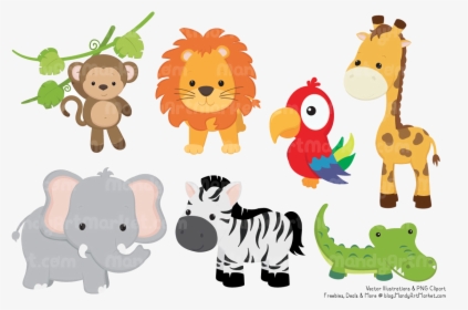 Animal Safari Clipart Transparent Png - Cute Jungle Animals Clipart, Png Download, Transparent PNG