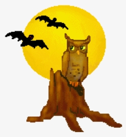 Tree Stump Bats And Moons Free Owls Clip Art Halloween, HD Png Download, Transparent PNG