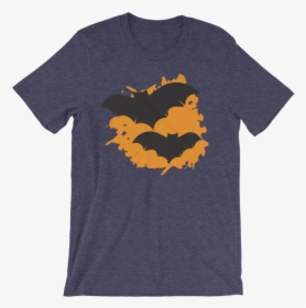 Halloween Bats T-shirt Heather Midnight Navy Unisex - T-shirt, HD Png Download, Transparent PNG