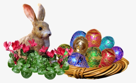 Easter, Bunny, Eggs, Basket, Rabbit - Easter Egg Bunny Rabbit, HD Png Download, Transparent PNG
