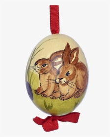 Easter Egg Two Sitting Rabbits In The Grass - Cartoon, HD Png Download, Transparent PNG