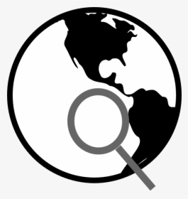 Simple Black And White Earth With Magnifying Glass - Earth Black And White Png, Transparent Png, Transparent PNG