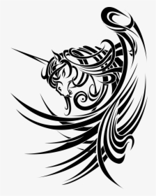 Vectorial Drawing Tribal - Unicorn Tribal Tattoos, HD Png Download, Transparent PNG
