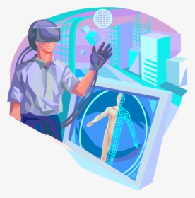 Vector Illustration Of Virtual Reality Computer Technology - Virtual Reality Vector Png, Transparent Png, Transparent PNG