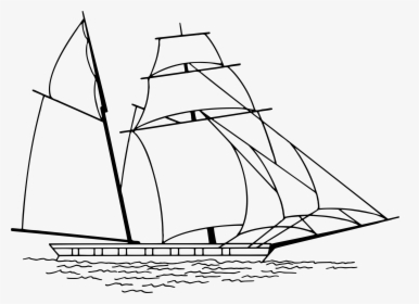 Old Sailing Ship Line Art - Jib Of A Ship, HD Png Download, Transparent PNG
