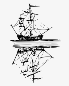 Boat Reflection On Water Drawing, HD Png Download, Transparent PNG