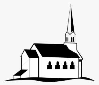 Hill Black And White Church On Clipart Transparent - Black And White Church, HD Png Download, Transparent PNG