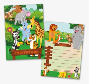 20 Kids Party Invitation Cards Jungle Animals Themed - Birthday Invitation Card Jungle Theme, HD Png Download, Transparent PNG
