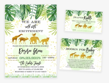 Gold Safari Animals Baby Shower Invitation Pack - Gold Safari Baby Shower Invitations, HD Png Download, Transparent PNG