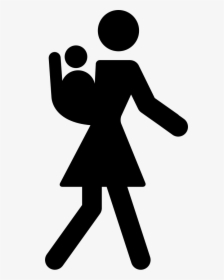Mother Walking With Baby At Her Back - Mom With Baby Icon, HD Png Download, Transparent PNG