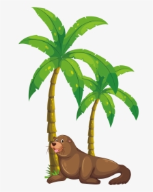 Palm Tree Clipart Kerala Coconut Tree - Clipart Monkey Eating Banana, HD Png Download, Transparent PNG