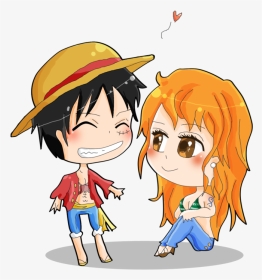 Nami Transparent Luffy Graphic - One Piece Luffy And Nami Chibi Png, Png Download, Transparent PNG